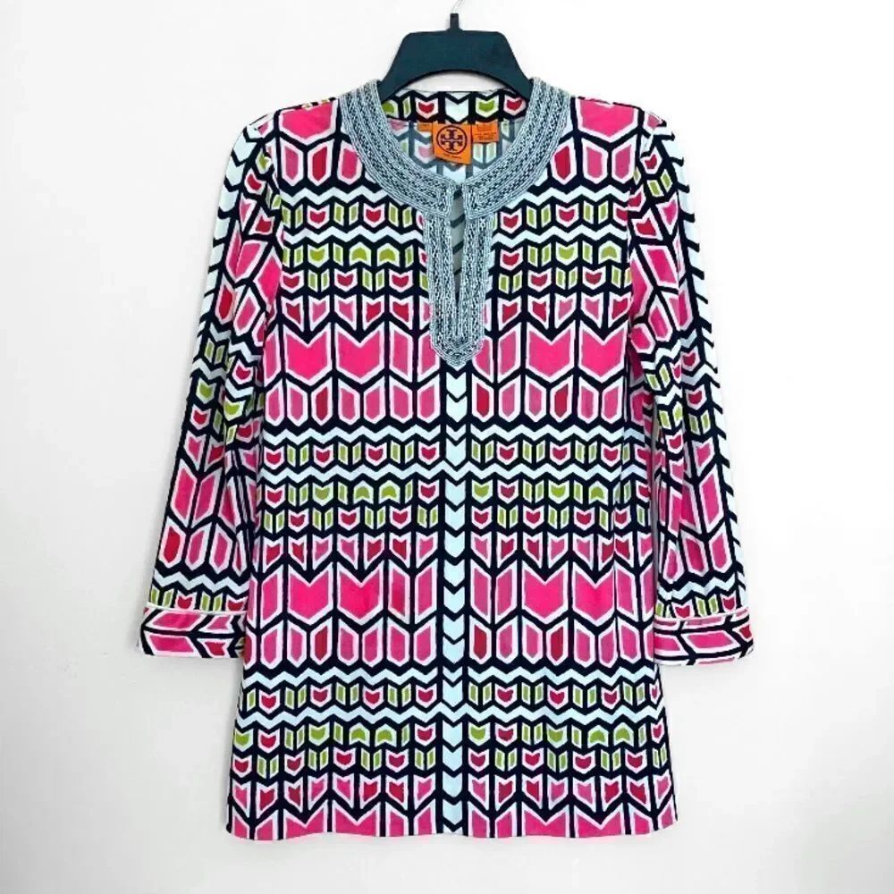 Tory Burch Beaded Silk Tunic Top